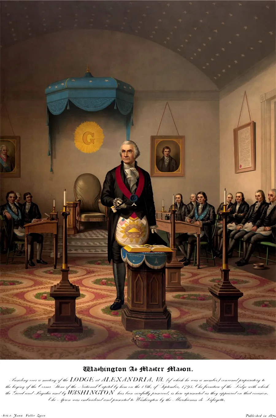 Masonski prikaz Georgea Washingtona uoči polaganja temeljnog kamena Kapitola