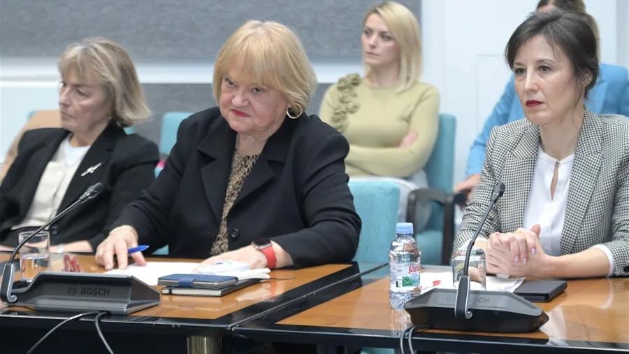 Anka Mrak-Taritaš za stolom tijekom događaja u Hrvatskom saboru