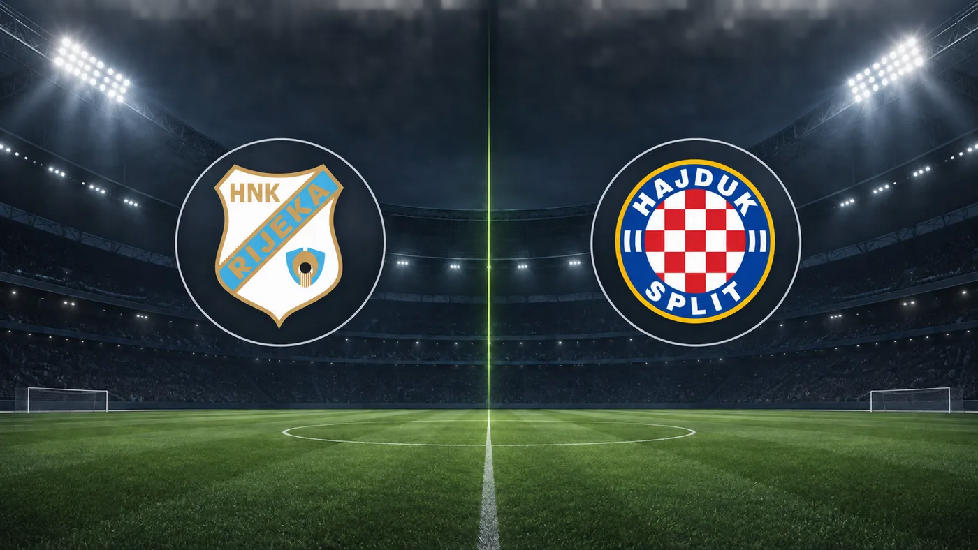 Grbovi Rijeke i Hajduka u simetričnoj ilustraciji nogometnog stadiona