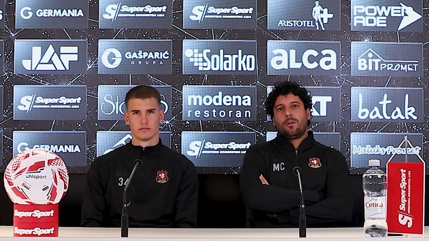 Trener Gorice Mario Carević i Ivan Cvijanović na konferenciji za medije uoči gostovanja kod Istre 1961