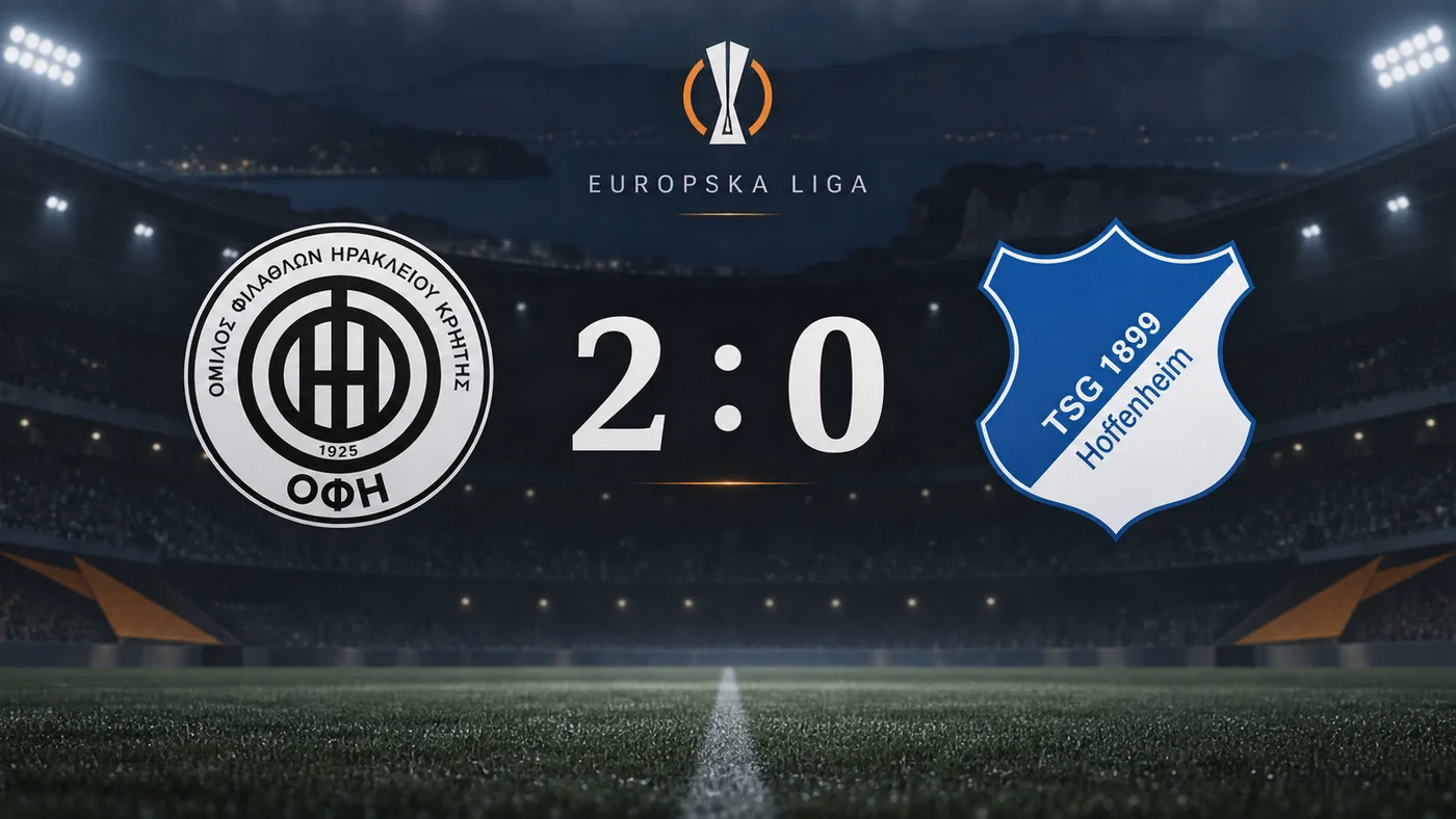 Grafika rezultata OFI Kreta – Hoffenheim 2:0 na europskom stadionu